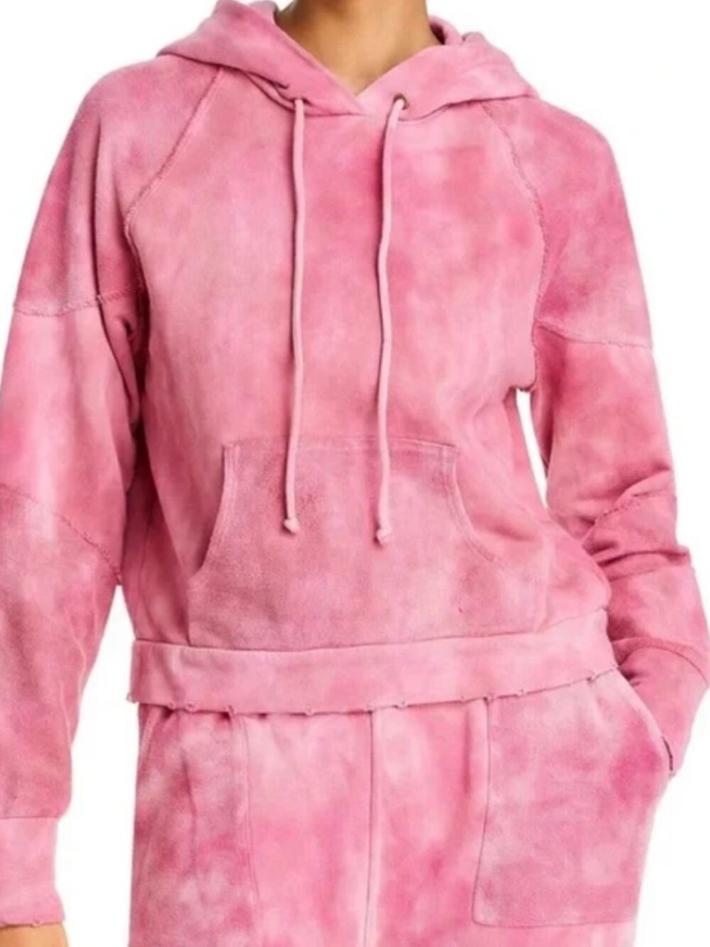 LoveShackFancy Anarosa Hoodie Pink Tie Dye Size XS Pullover Cotton Sweatshirt